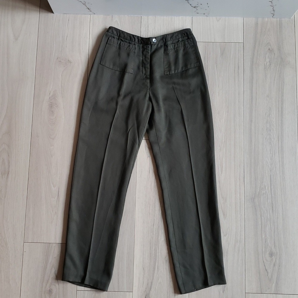 PA Company Trousers Womens Small Olive Green Tencel High Rise Utility Pants